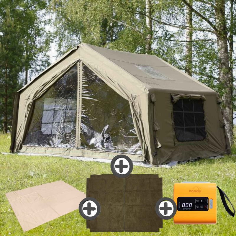 Coody 10.0 Forest Green (2-4 person) + Ground Sheet PVC + Carpet Coody 10.0 + Electric Pump