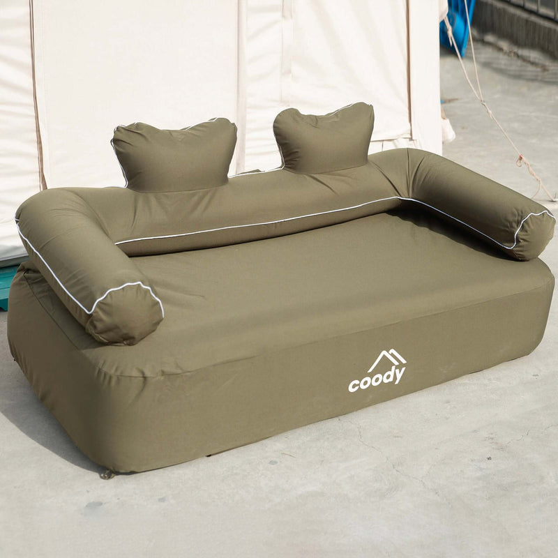 Coody Air Sofa Khaki Inflatable Camping Couch with Built-In Pump