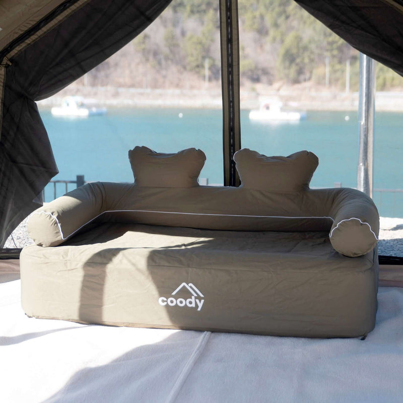 Coody Air Sofa Khaki Inflatable Camping Couch with Built-In Pump