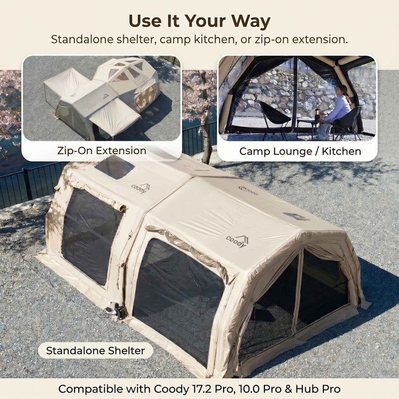 Coody AirTarp Pro Inflatable Canopy for 17.2 Pro, 10.0 Pro & Hub Pro - Beige