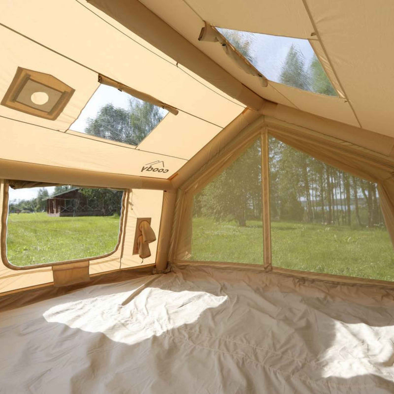 Coody 10.0 Beige  (2-4 person) Camping Bundle – Tent, PVC Ground Sheet, Carpet & Pump