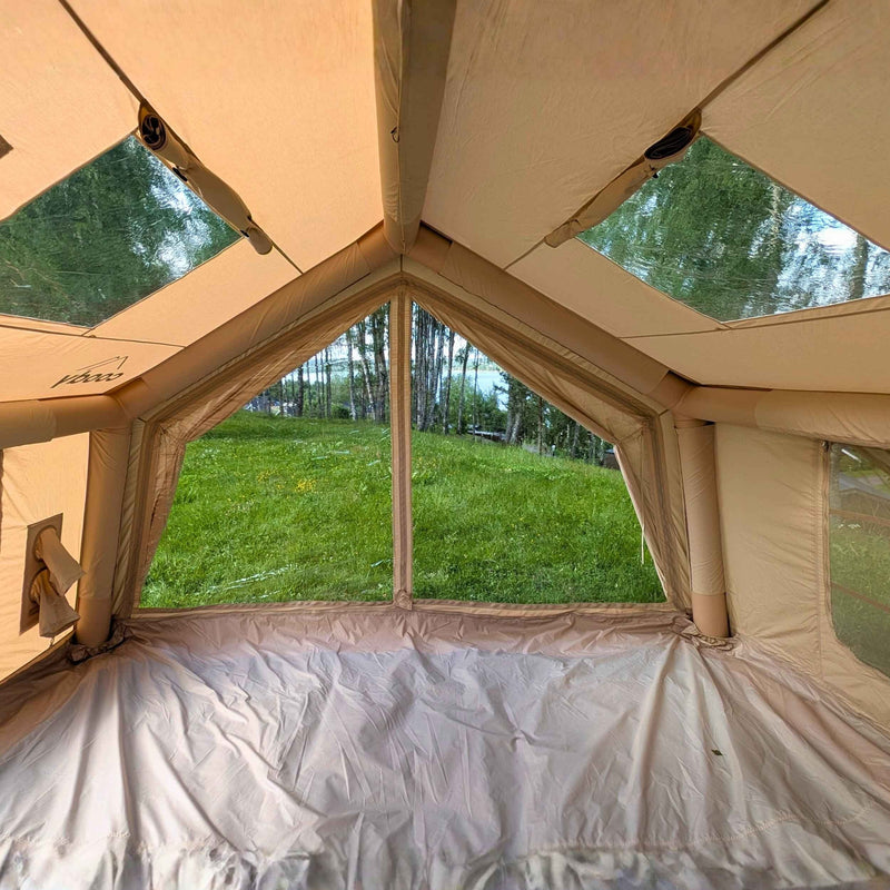 Coody 10.0 Beige  (2-4 person) Camping Bundle – Tent, PVC Ground Sheet, Carpet & Pump