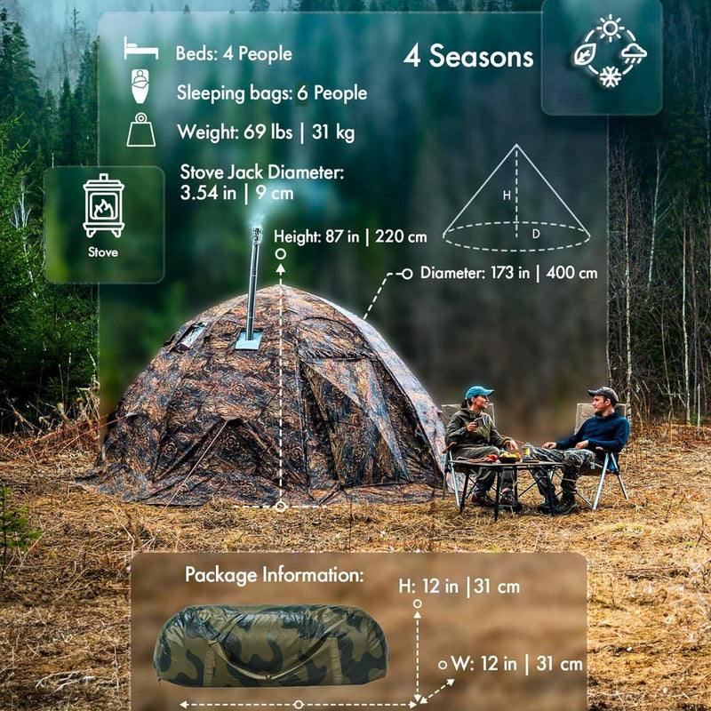 RBM All-Seasons tent  UP-5 for 2-6 person + Wood Stove Caminus M