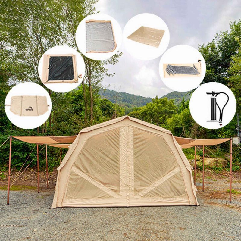 Coody Familia AirTent 17.2 Pro Beige- Inflatable Tent for Camping (2-10 Person)