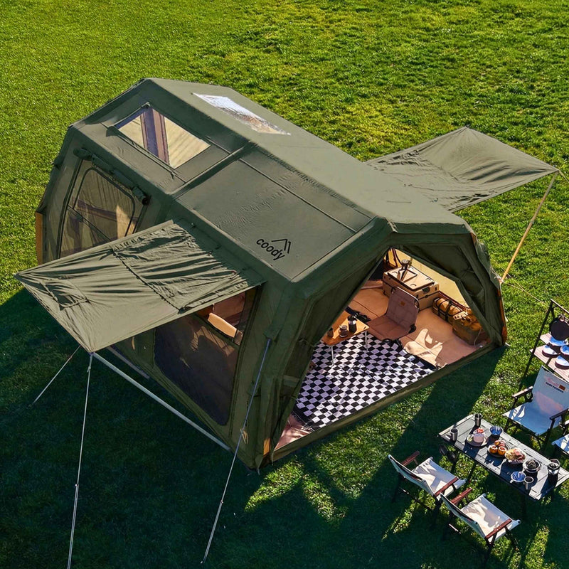 Coody Familia AirTent 17.2 Pro Forest Green- Inflatable Tent for Camping (2-10 Person)