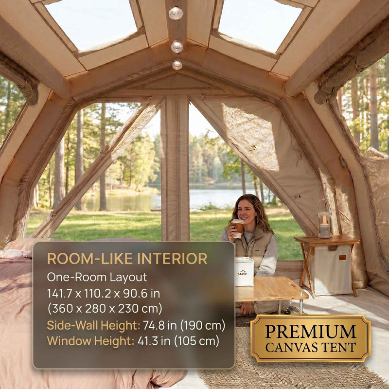 Coody 10.0 PRO Beige Premium Inflatable Canvas Tent for 2–4 Campers