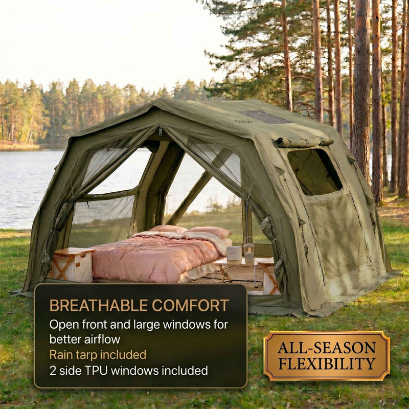 Coody 10.0 PRO Forest Green Premium Inflatable Canvas Tent for 2–4 Campers