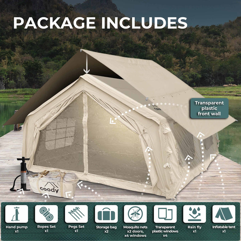 Coody 17.2 (Koala-7) Beige Large Inflatable Tent for Camping (2-10 person)
