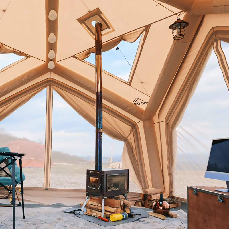 RBM Panda Large Sunny Beige (2-8 person) + RBM Wood Stove Caminus M