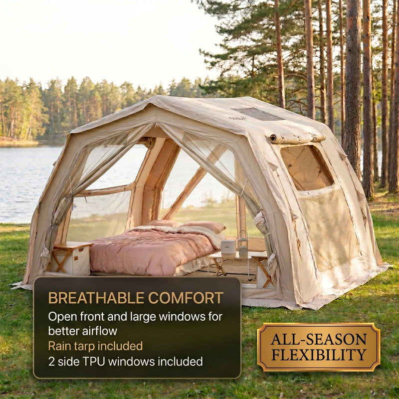 Coody 10.0 PRO Beige Premium Inflatable Canvas Tent for 2–4 Campers