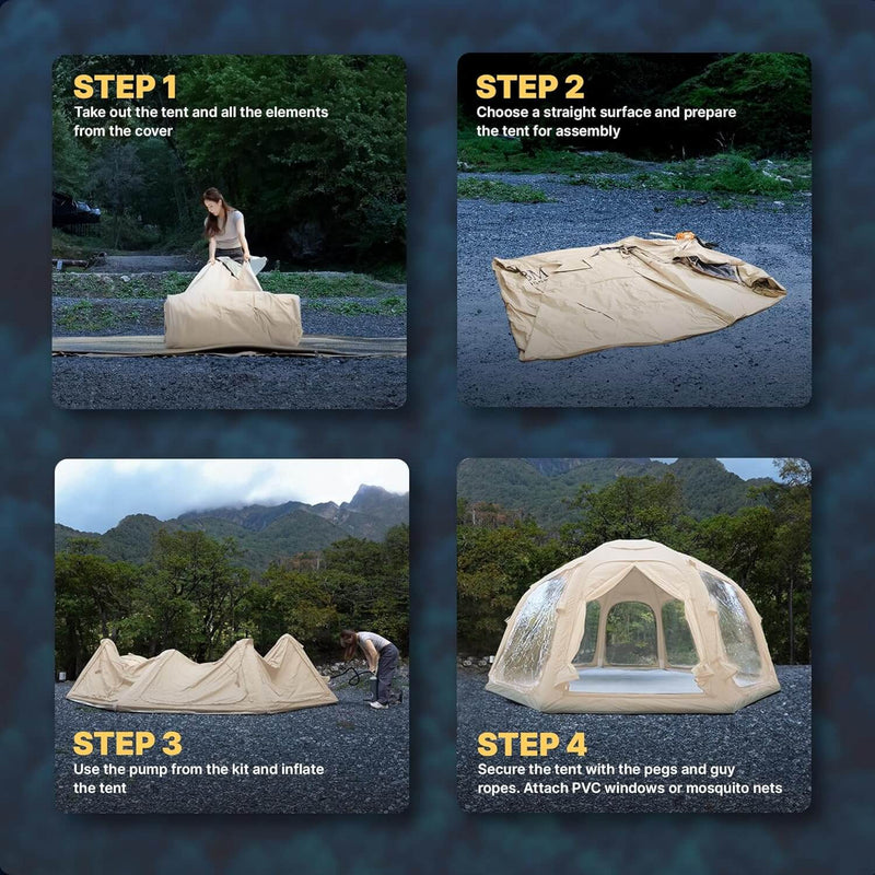 Coody Aurora Dome Beige - Luxury Inflatable Tent (2-4 person)