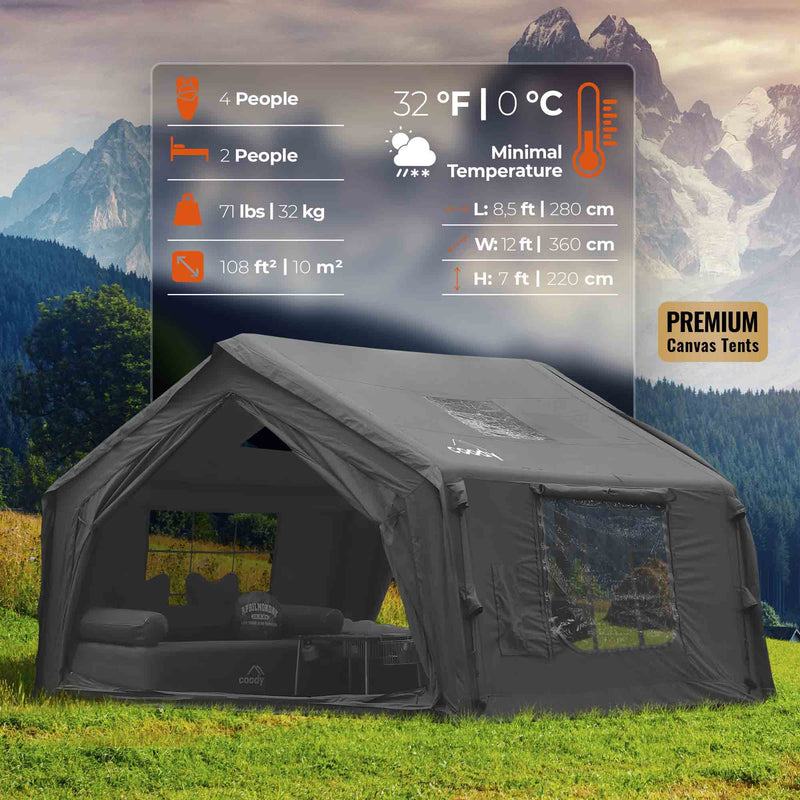 Coody 10.0 Black Inflatable Tent for Camping (2-4 person)