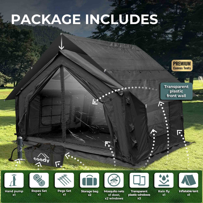 Coody 10.0 Black Inflatable Tent for Camping (2-4 person)