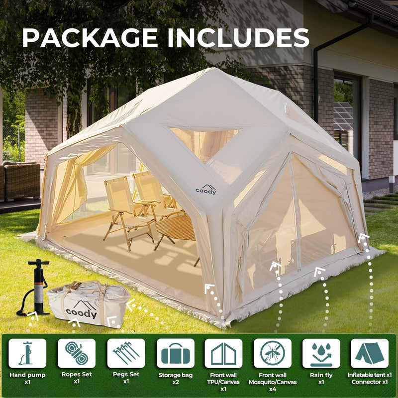 Coody Hub Shelter Beige - Inflatable Tent for Camping (2-6 Person)