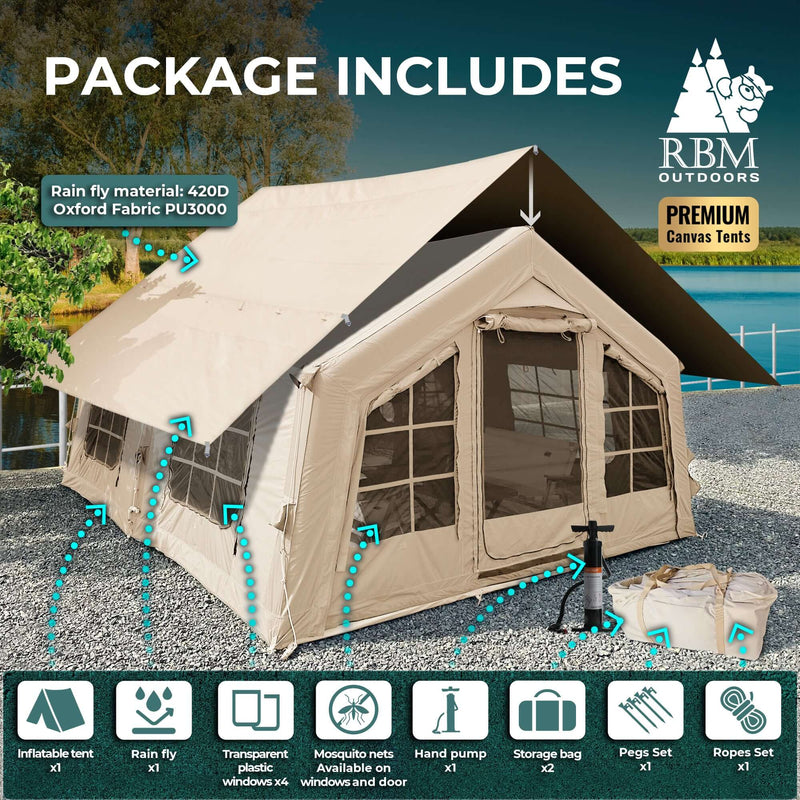 Coody 13.6 (Koala-5) Beige Inflatable Tent for Camping (2-8 person)