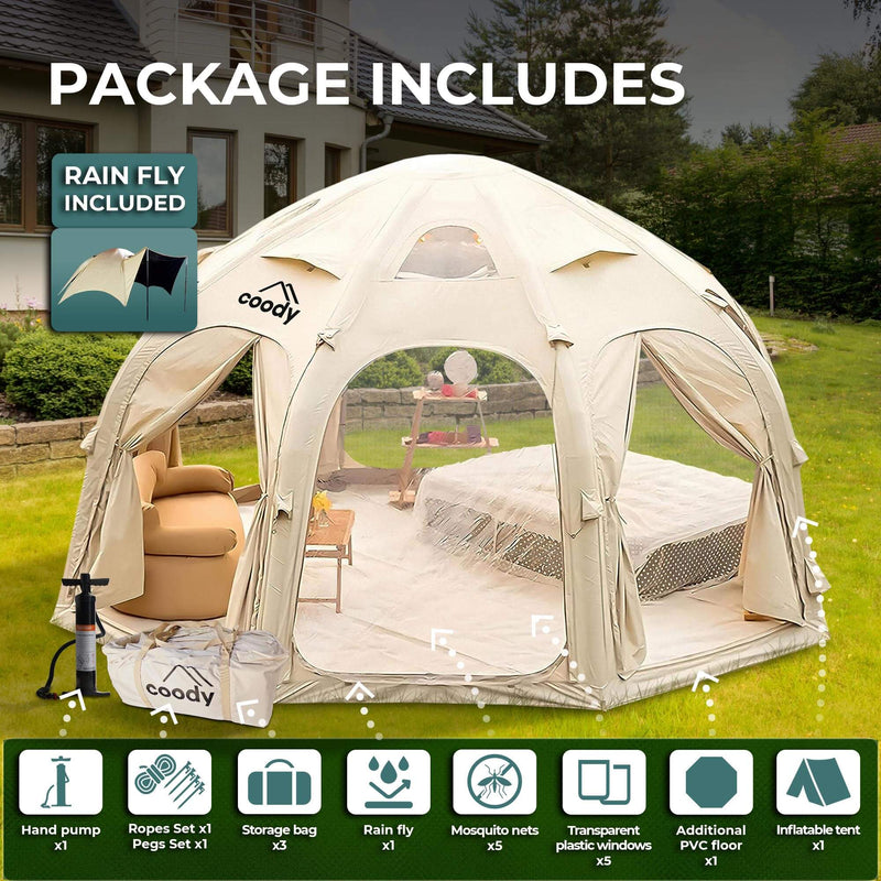 Coody Aurora Dome Beige - Luxury Inflatable Tent (2-4 person)