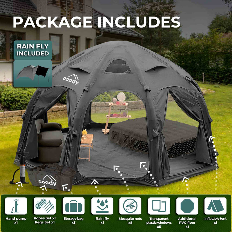 Coody Aurora Dome Black Luxury Inflatable Tent (2-4 person)