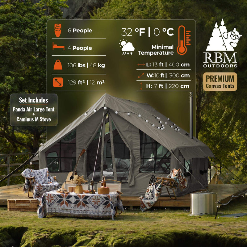 RBM Panda Large Forest Green (2-6 person) + RBM Wood Stove Caminus M