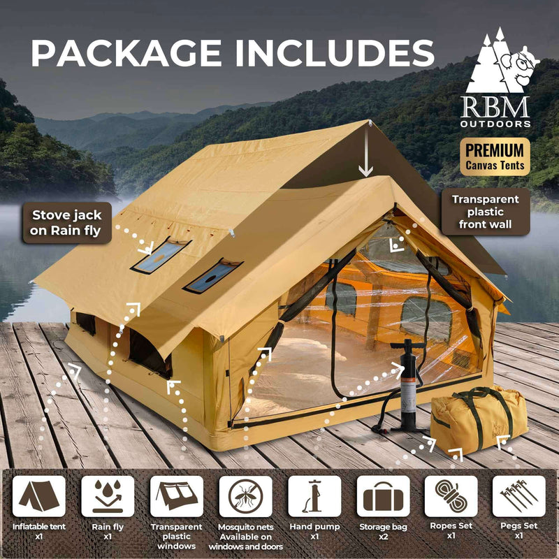 RBM Panda Large Sunny Beige (2-8 person) + RBM Wood Stove Caminus M