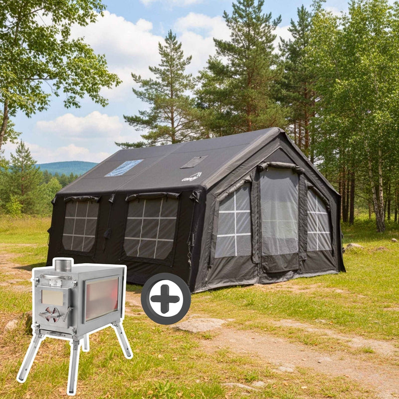 Coody 13.6 Black (2-8 person) + RBM Wood Stove Caminus M