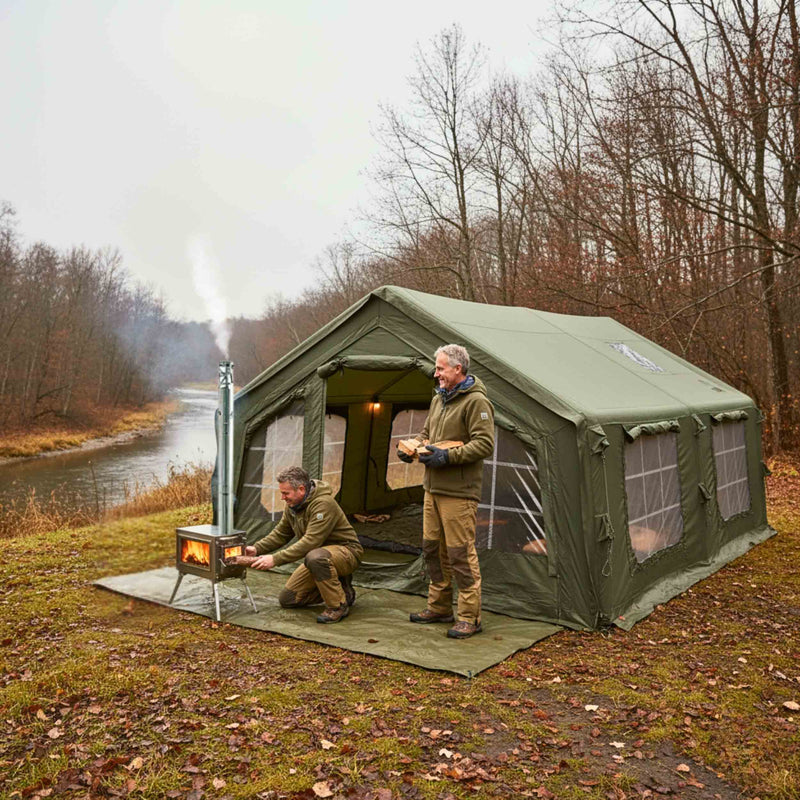 Coody 17.2 Forest Green (2-10 person) + RBM Wood Stove Caminus M
