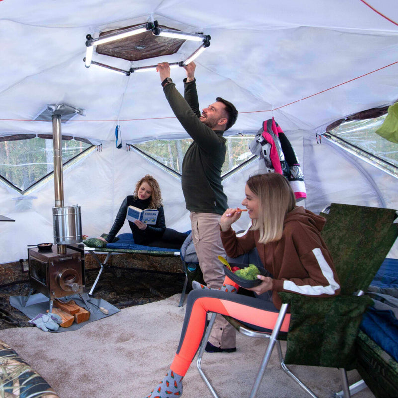 RBM All-Seasons tent  Hexagon for 2-9 person + Wood Stove Caminus M + Three-Layer Floor