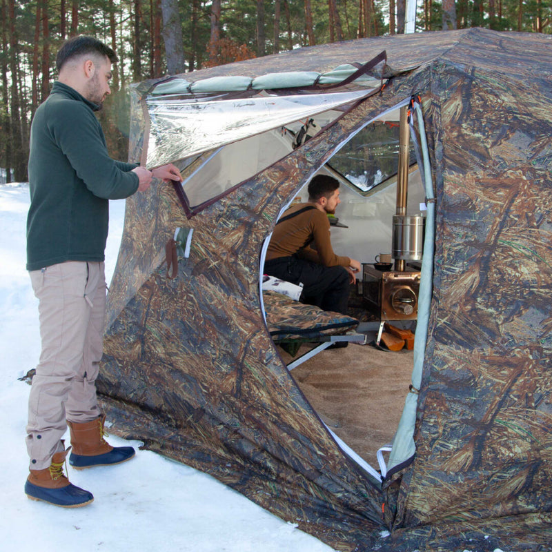 RBM All-Seasons tent  Hexagon for 2-9 person + Wood Stove Caminus M + Three-Layer Floor