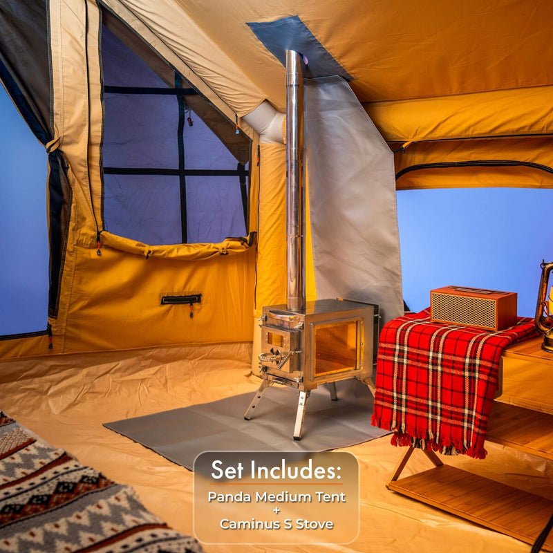 RBM Panda Medium Sunny Beige (1-4 person) + RBM Wood Stove Caminus S