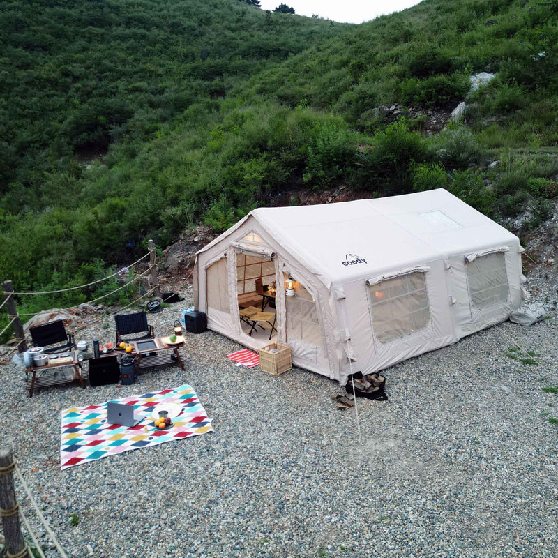 Coody 17.2 (Koala-7) Beige Large Inflatable Tent for Camping (2-10 person)